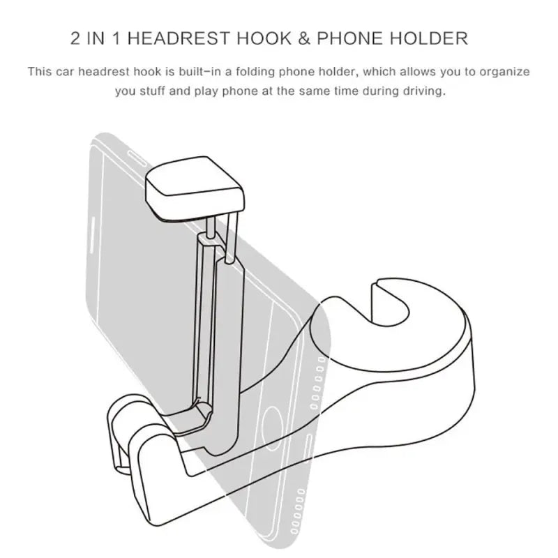 MuseDrive Headrest Hook & Phone Holder