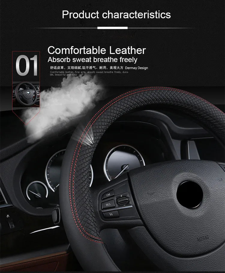 MuseDrive Leather Steering Wheel Cover